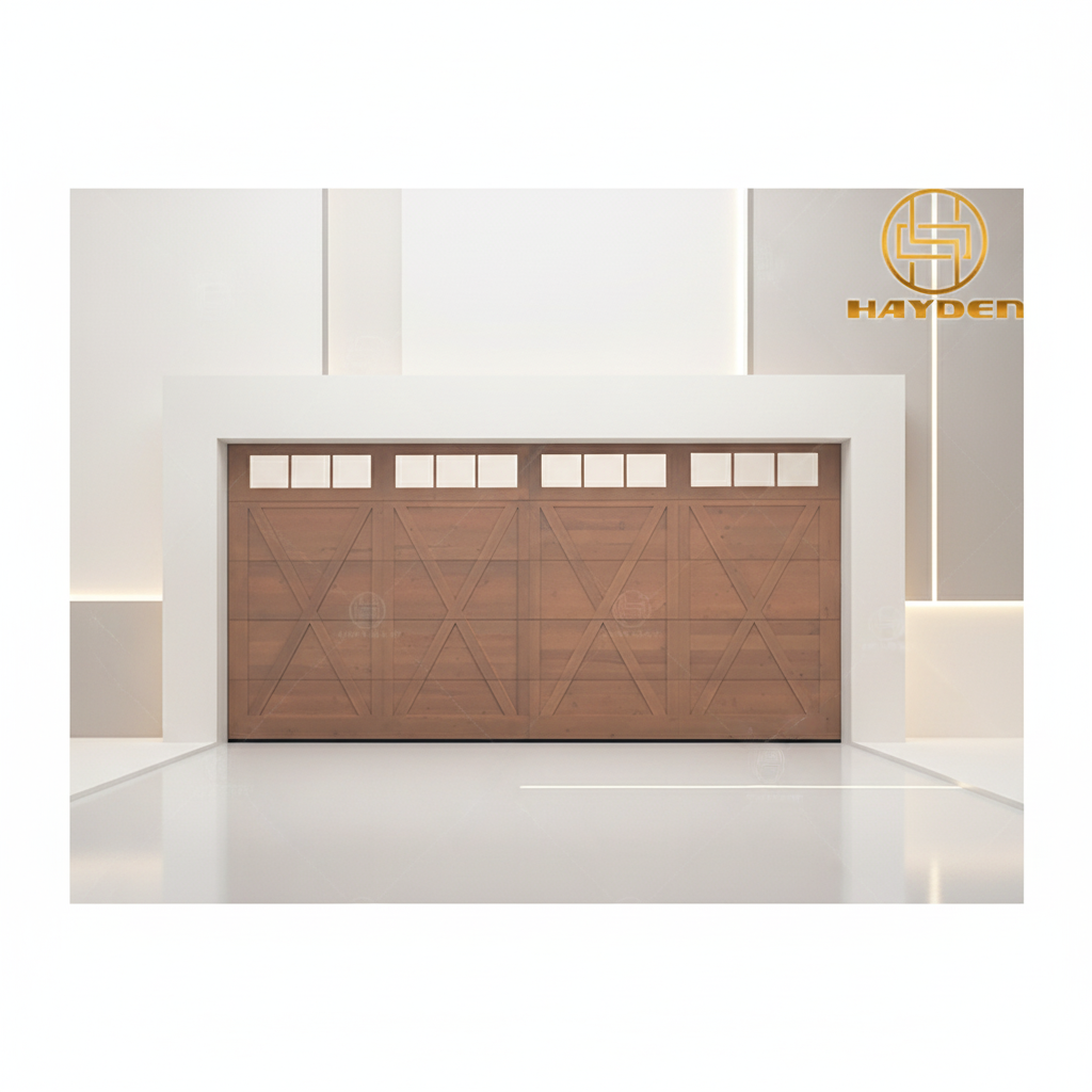 Customized Solution Traditional Electric Automatic Aluminum Solid Wood Overhead Garage Doors Thermal Insulation for Villa