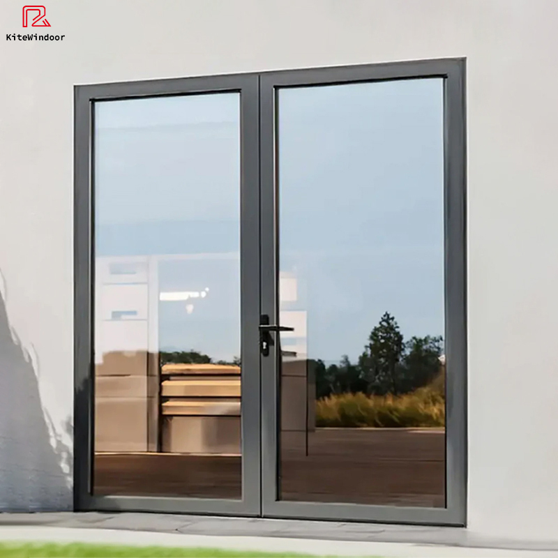 Customized Exterior Entrance Doors Aluminium Casement Door Double Tempered Glass Aluminum Alloy Energy Efficient Glass Door