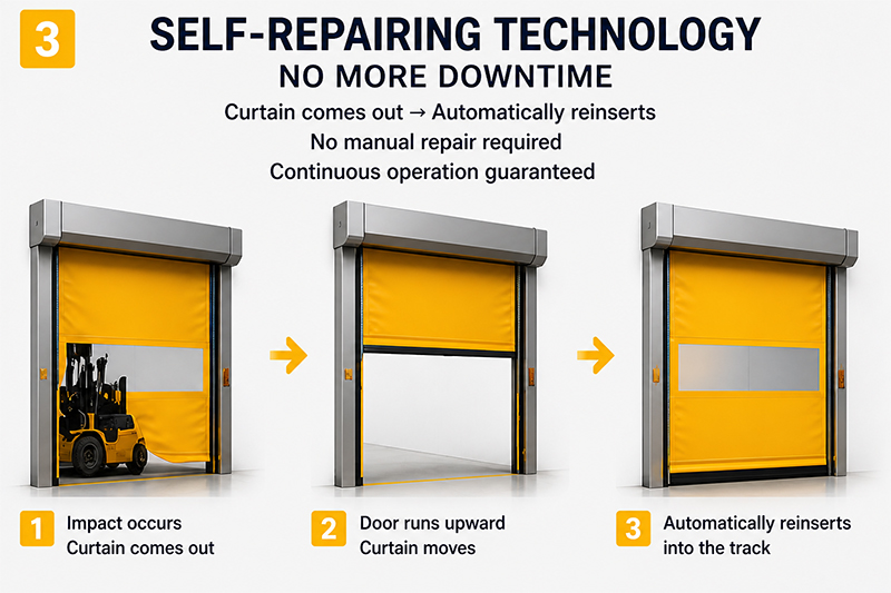 Windproof Self-repairing Automatic PVC High Speed Door For Logistics Warehouse Industrial Fast Roll Up Door