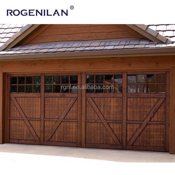 Wood Grain Aluminum Sectional Garage Door With Plexiglass Windows Automatic Sandwich Panel Overhead Garage Doors