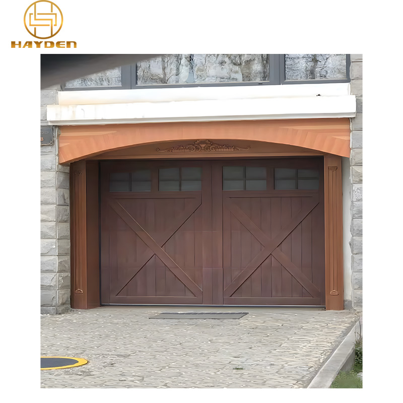 Customized Solution Traditional Electric Automatic Aluminum Solid Wood Overhead Garage Doors Thermal Insulation for Villa