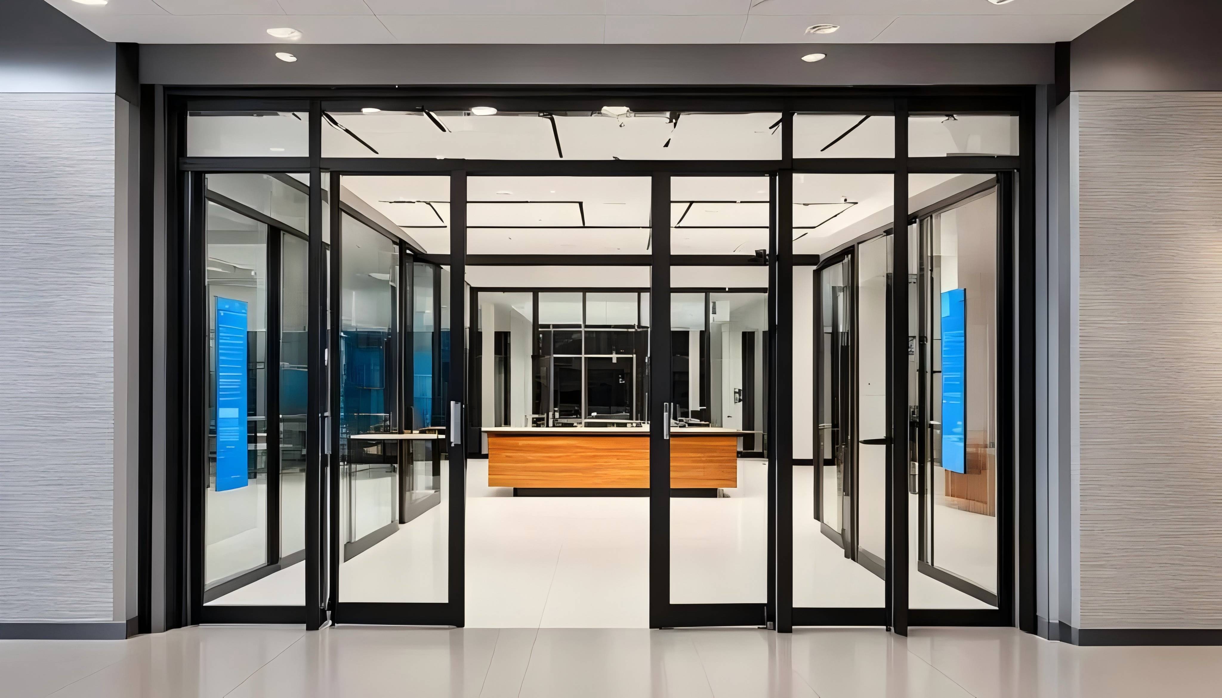 Automatic Modern Steel Reinforced Fire Glass Door Finished Surface 60-Minute Fire Prevention Rating BS476 Mall Supermarket