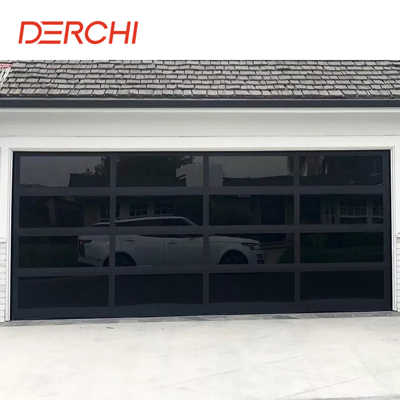 Modern Design Manufacturer Smart Sectional Glass Garage Doors for Villa Home Automatic Durable Customized Black Garage Door