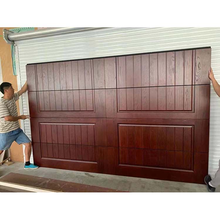 American Modern Sectional Double Garage Door 16x8 Solid Wood Overhead Insulated 9x8 Flap Garage Door