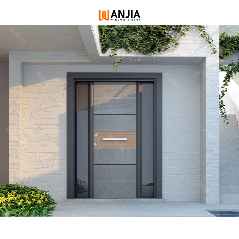 Wanjia Customized Stainless Steel Pivot Security Front Aluminum Main Entrance Metal Doors