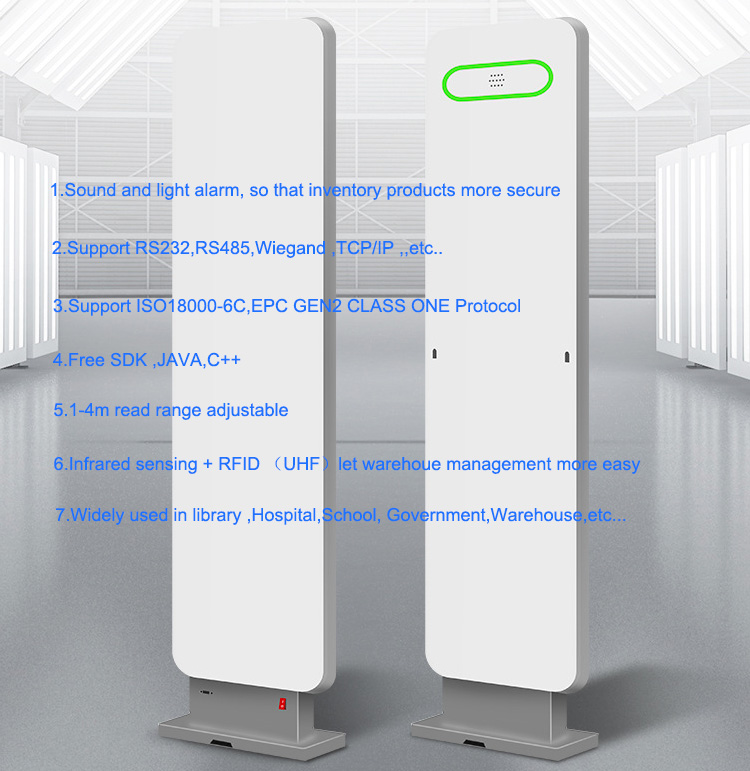 Library Warehouse Anti Theft Fixed RFID UHF Gate Access Control Alarm Security UHF RFID Gate