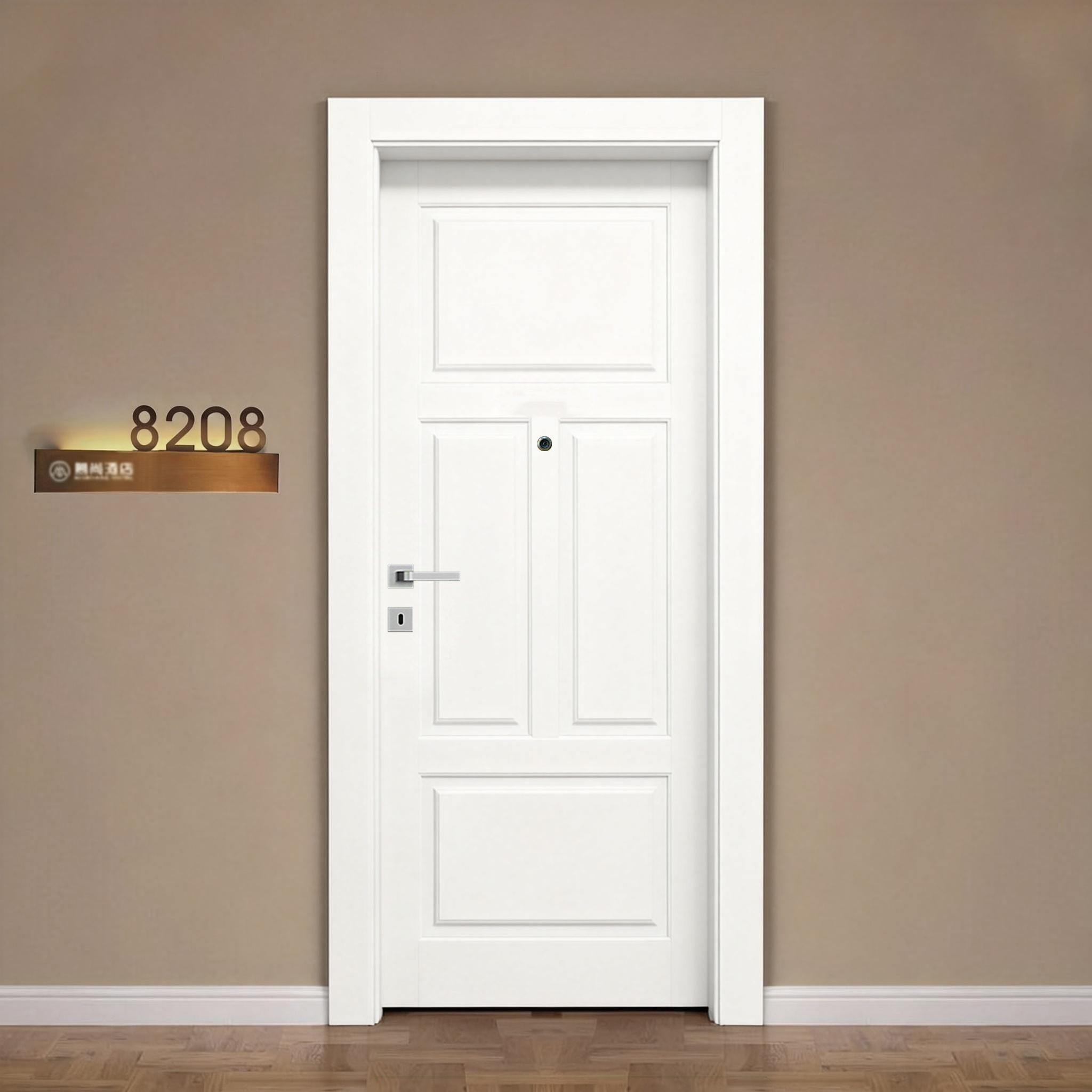 White Wooden Fire Rated Door UL EN BS Certified Interior Fire Door Commercial Building Hotel Project Fire Door Manufacturer