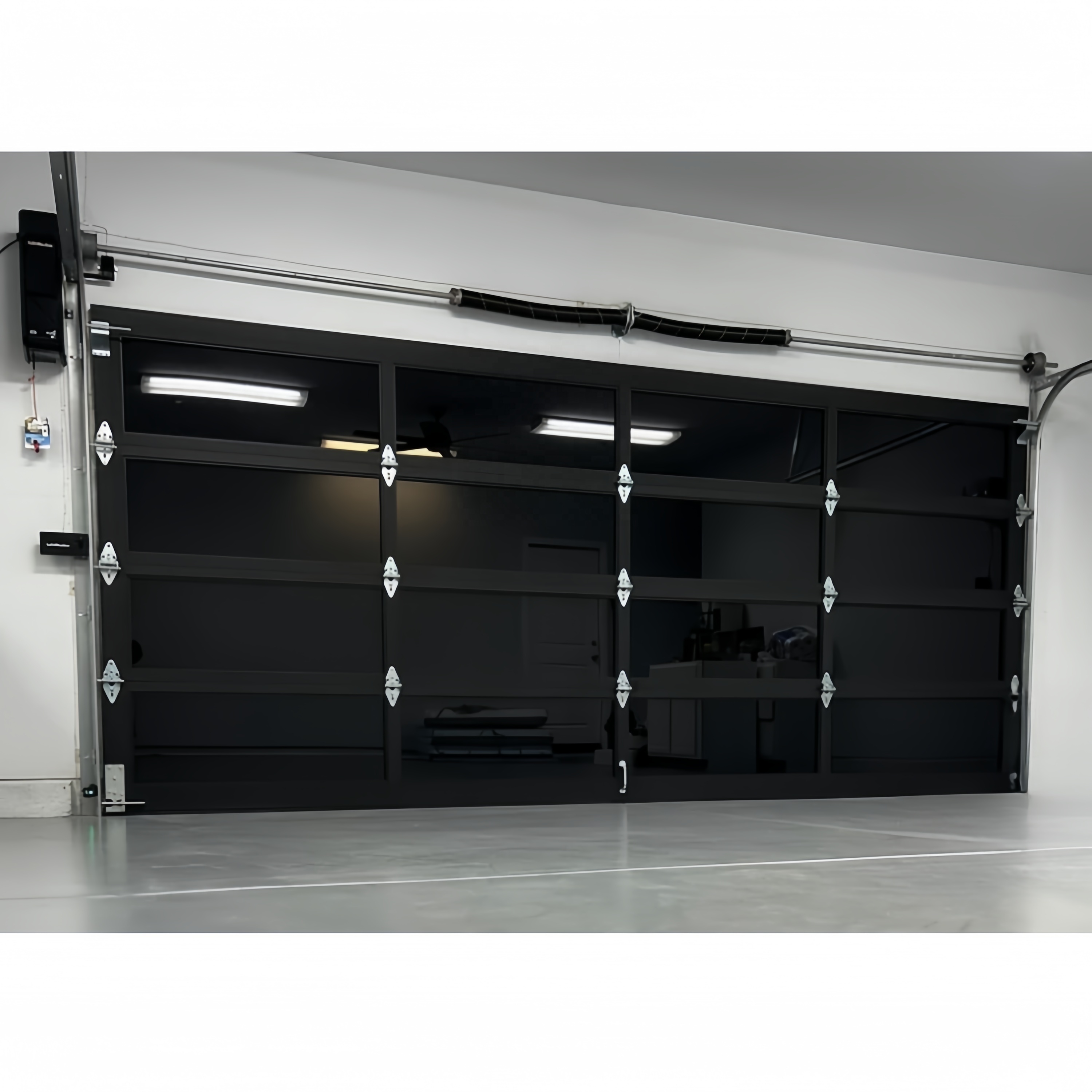 Customized Electric Modern clear Glass Garage Door with Motor Overhead Garage Door Aluminum Alloy Glass Garage Door for Sale