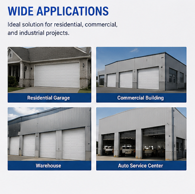 Sectional Garage Door 9x8 Home Two Cars Custom Galvanized Iron Automatic Modern Motor Windproof Entry Exterior