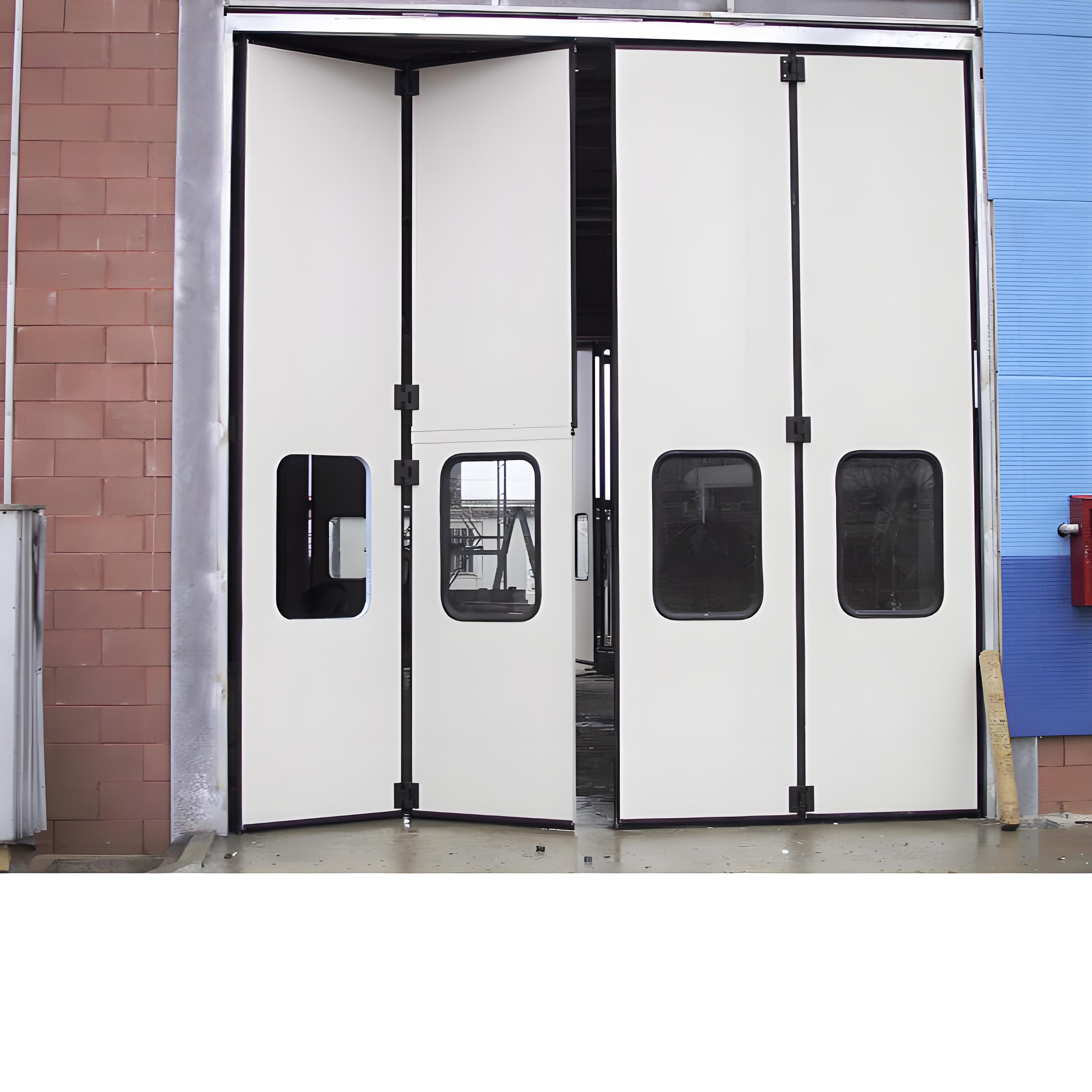 Custom Automatic Sliding Exterior Lightweight Industrial Steel Folding Accordion Hangar Doors