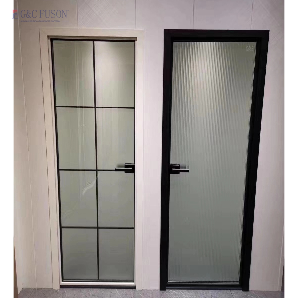 Fuson Factory Supply Discount Price New Design Interior Bathroom Hinged Doors / Aluminium Toilet Casement Door