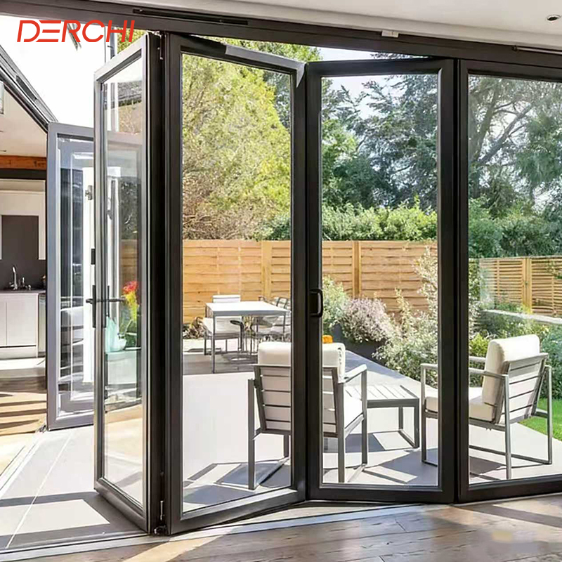 USA Standard Outdoor Aluminum Vertical Stacking Door Double Tempered Glass Insulated Waterproof Patio Balcony Bi-Folding Doors
