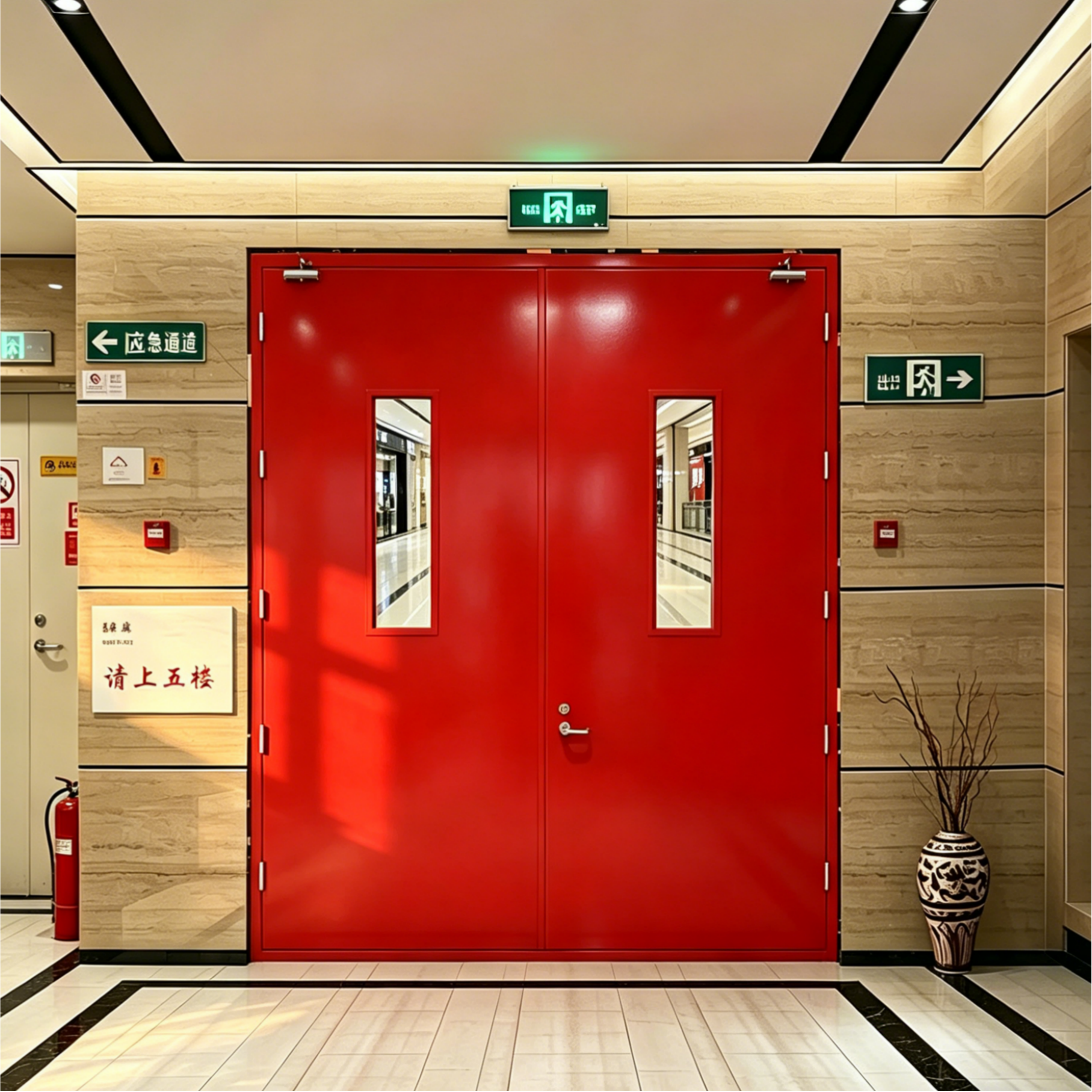 Fire Rated Steel Door EI60 / EI90 with Galvanized Frame | Industrial Emergency Exit Door for Factory &amp; Warehouse Safety