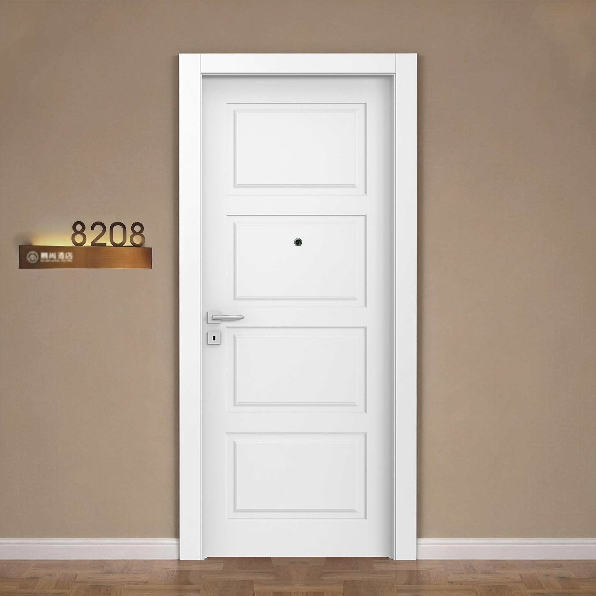 White Wooden Fire Rated Door UL EN BS Certified Interior Fire Door Commercial Building Hotel Project Fire Door Manufacturer
