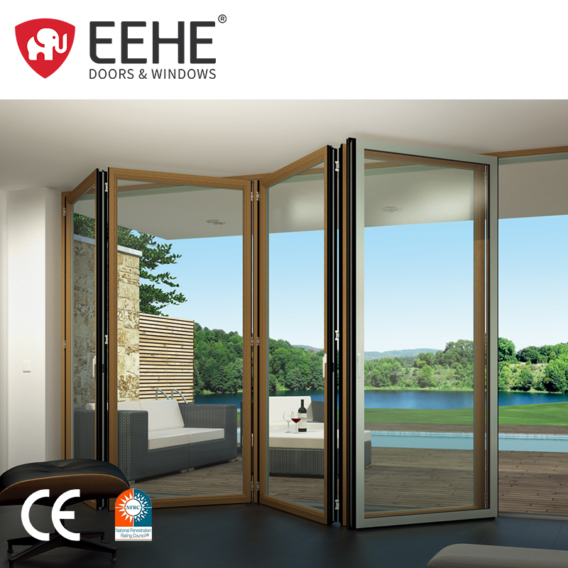 Eehe Aluminum Folding Glass Door With Thermal Break, Energy-Saving Insulated Patio Bi-Fold System