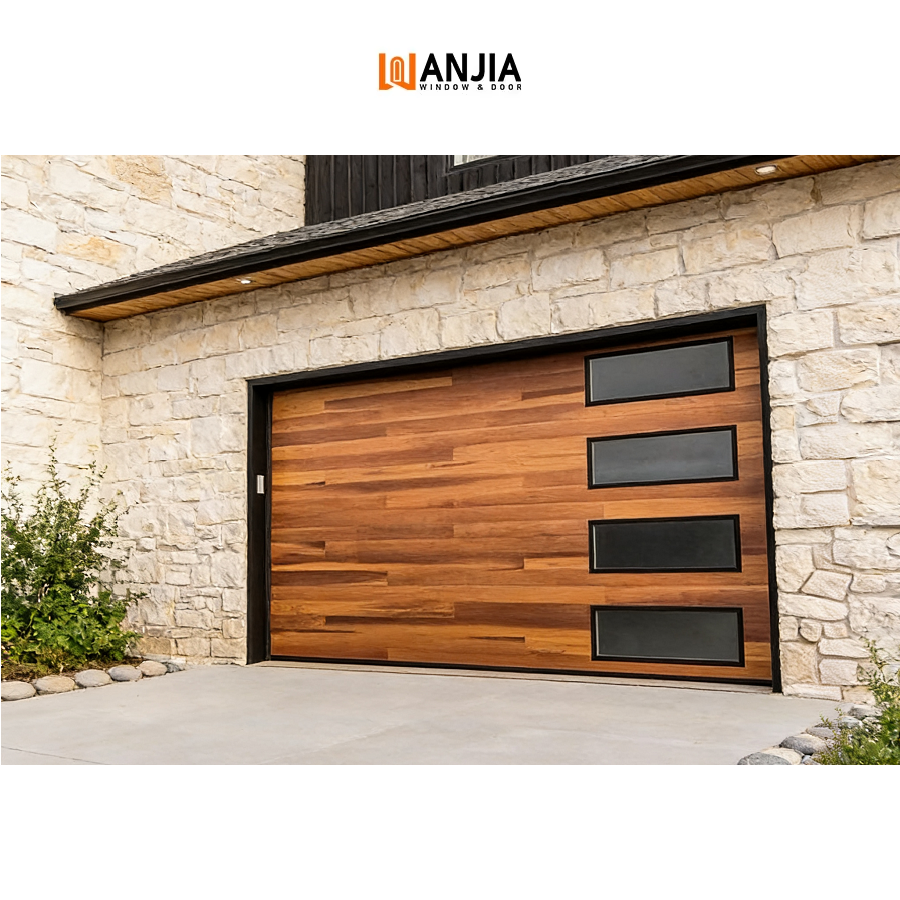 Hot Sell Modern Design Full View Aluminum Tempered Glass Automatic Sandwich Panel Overhead Sectional Garage Door