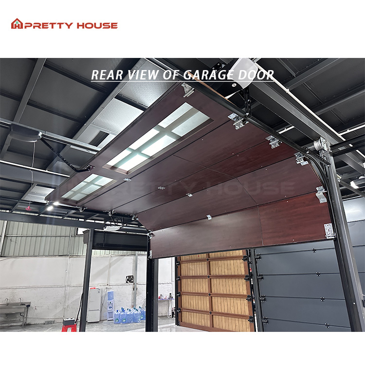 Residential House Wood Clad Garage Door Automatic Remote Control Overhead Motorized Security Sectional Aluminum Garage Doors