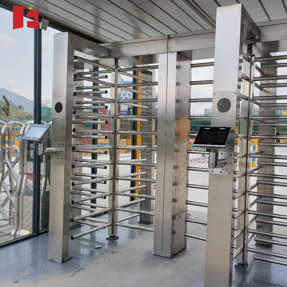 Double Entrance Full Height Turnstile With Cage Secure Access Control for Warehouse Perimeter Security