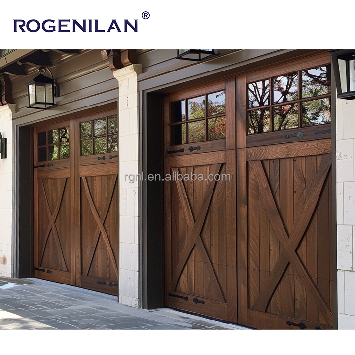 Wood Grain Aluminum Sectional Garage Door With Plexiglass Windows Automatic Sandwich Panel Overhead Garage Doors