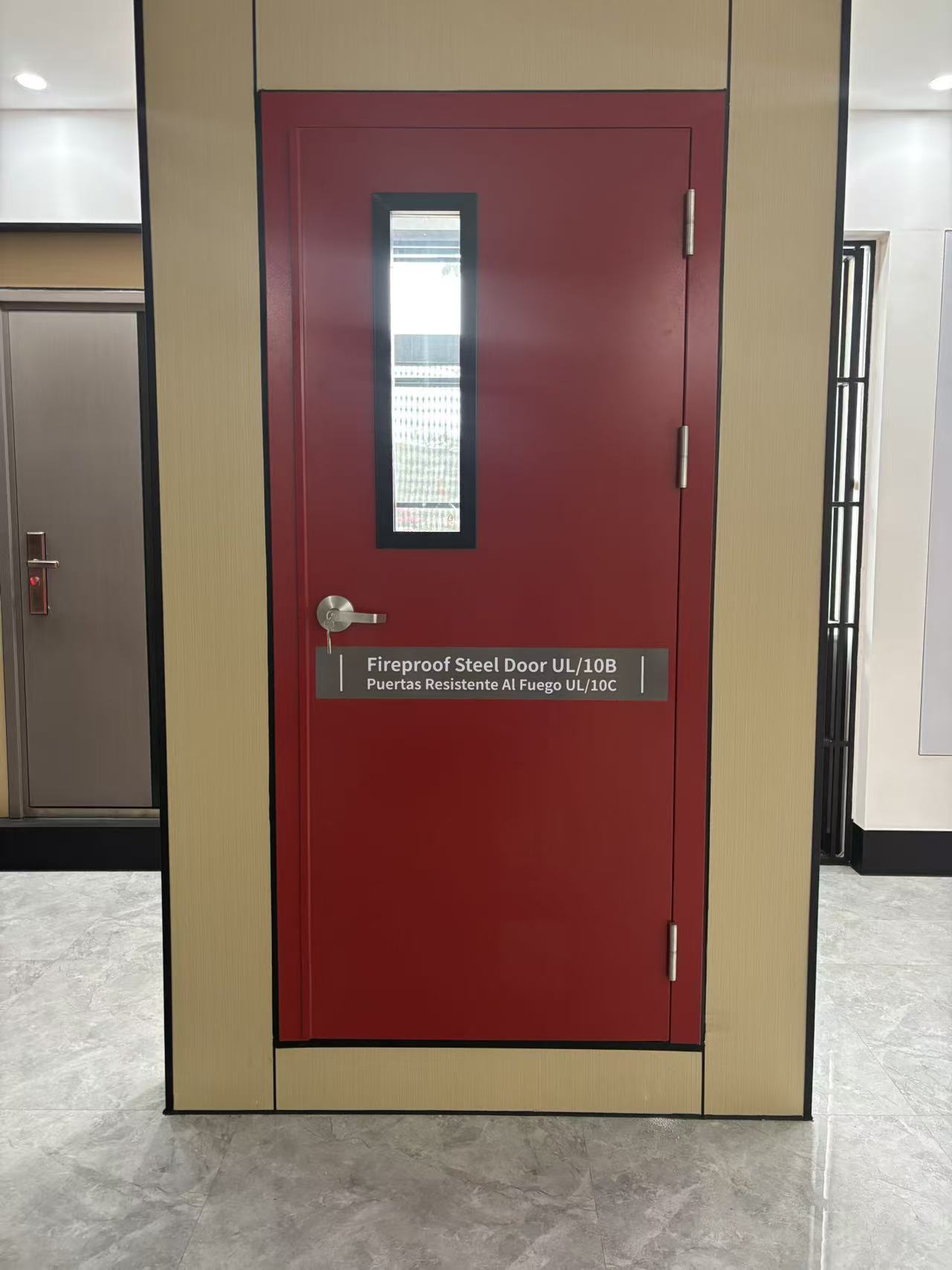 China Manufacturer Galvanized Steel Fire Rated Security Door Black and White Painting Single Fire Front Entry Door for House
