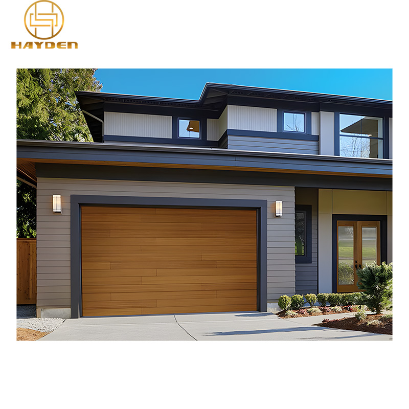 Customized Solution Traditional Electric Automatic Aluminum Solid Wood Overhead Garage Doors Thermal Insulation for Villa