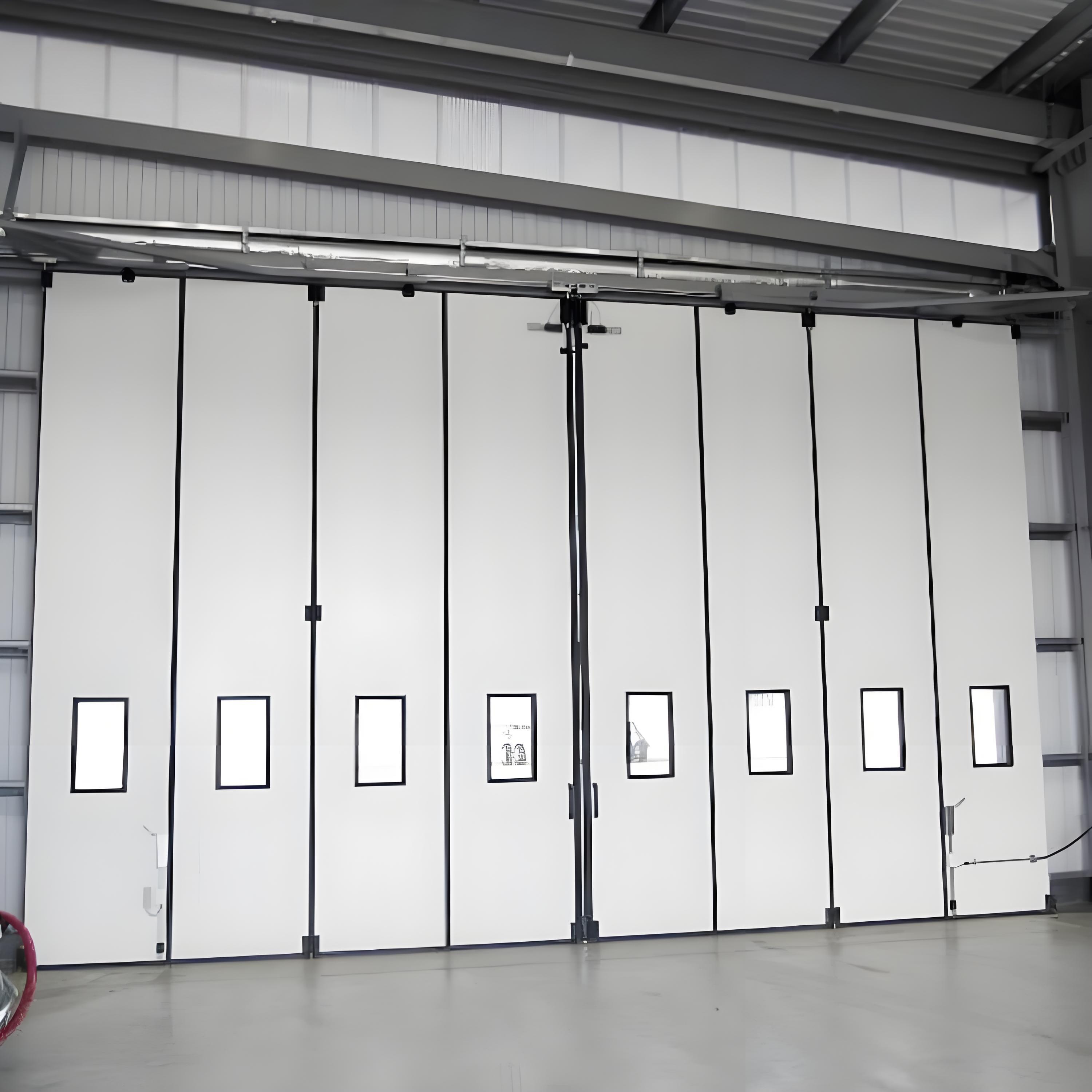 Custom Automatic Sliding Exterior Lightweight Industrial Steel Folding Accordion Hangar Doors