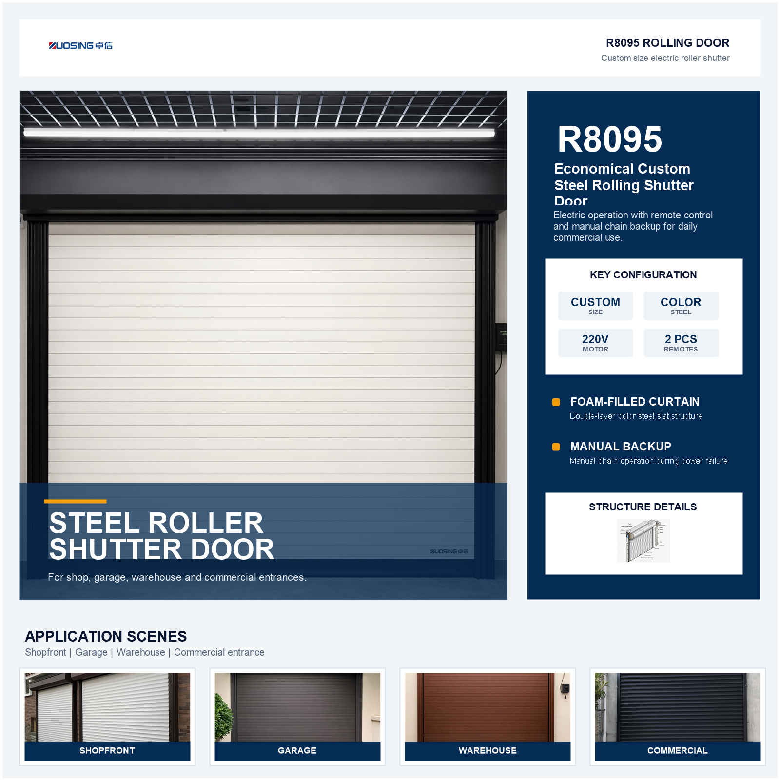 Factory Direct Steel Roller Shutter Door Custom Size Wind Resistant Rolling Door for Warehouse Factory