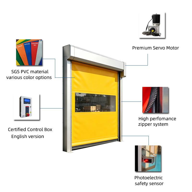 Windproof Self-repairing Automatic PVC High Speed Door For Logistics Warehouse Industrial Fast Roll Up Door