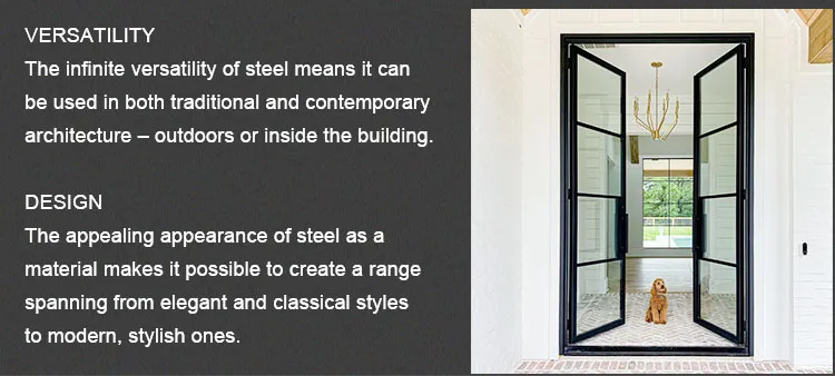 Exterior Steel Door Glass Door Wholesale Security French Aluminum Door