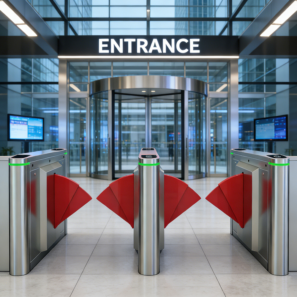 Automatic Swing Turnstile Gate Facial Recognition Security Speed Flap Barrier for Warehouse Hotel Park Industrial Use