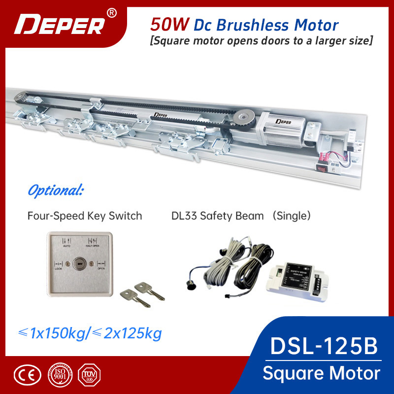 Deper Factory Direct 125b 150kg Frameless &amp; Framed Glass Sliding Door Commercial Automatic Sliding Door System with Remote Control