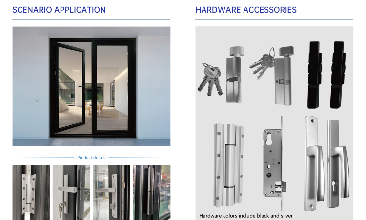 Eehe Storefront Door Modern Heavy Duty Aluminum Energy Efficient Slim Frame Tinted Glass Commercial Door Durable Design