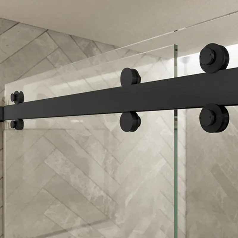 Matte Black Stainless Steel Deluxe 180 Degree Two Door Bypass Sliding Shower Door System