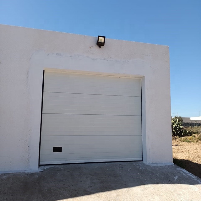 Commercial Sectional Exterior Residential Rolling Shutter Pu Foam Infilled Overhead Garage Door With Pedestrian Door