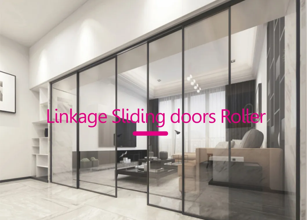 Wooden or Steel Frame Sliding Door Roller System with Soft-Closing 2+1 Same Way Open
