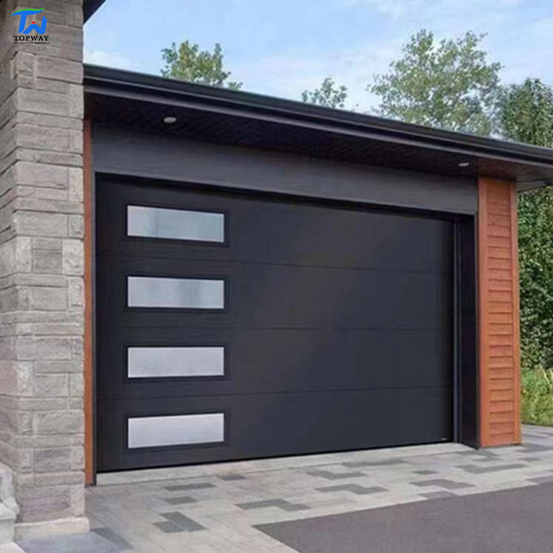 USA CA Customized Automatic Insulated Electric Sectional Double Skin Thermal Break Overhead Glass Aluminum Alloy Garage Villa