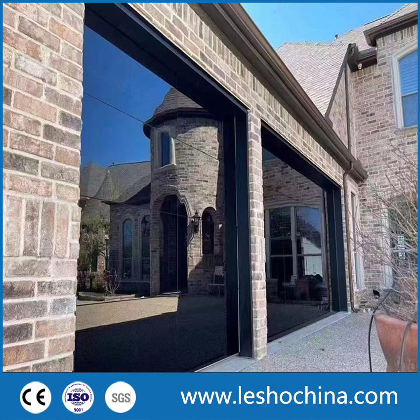 Frameless Glass Garage Door, Luxury Automatic Full View Aluminum Tempered Glass Sectional Overhead Door for Modern Villa Residential