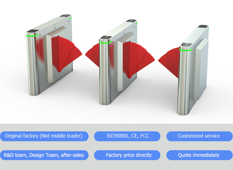 Automatic Swing Turnstile Gate Facial Recognition Security Speed Flap Barrier