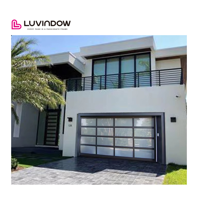 Electric Garage Door Aluminum Alloy Tempered Frosted Glass Combination Garage Door Automatic Lift Garage Door