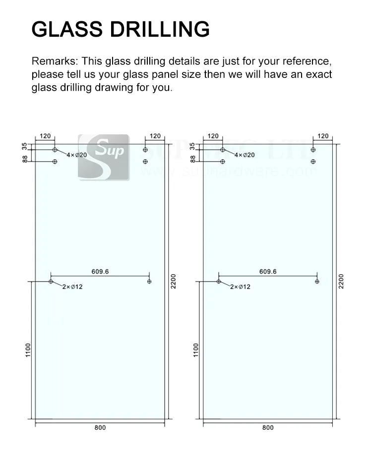 10X50mm Rail Sliding Set Bathroom Stainless Steel Frameless Shower Sliding Door System