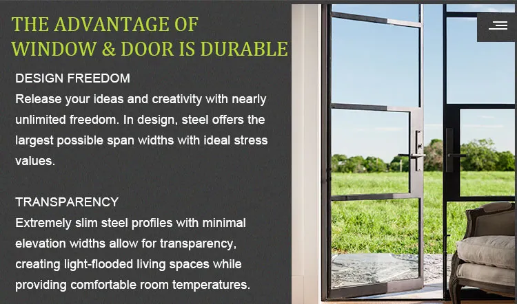 Exterior Steel Door Glass Door Wholesale Security French Aluminum Door