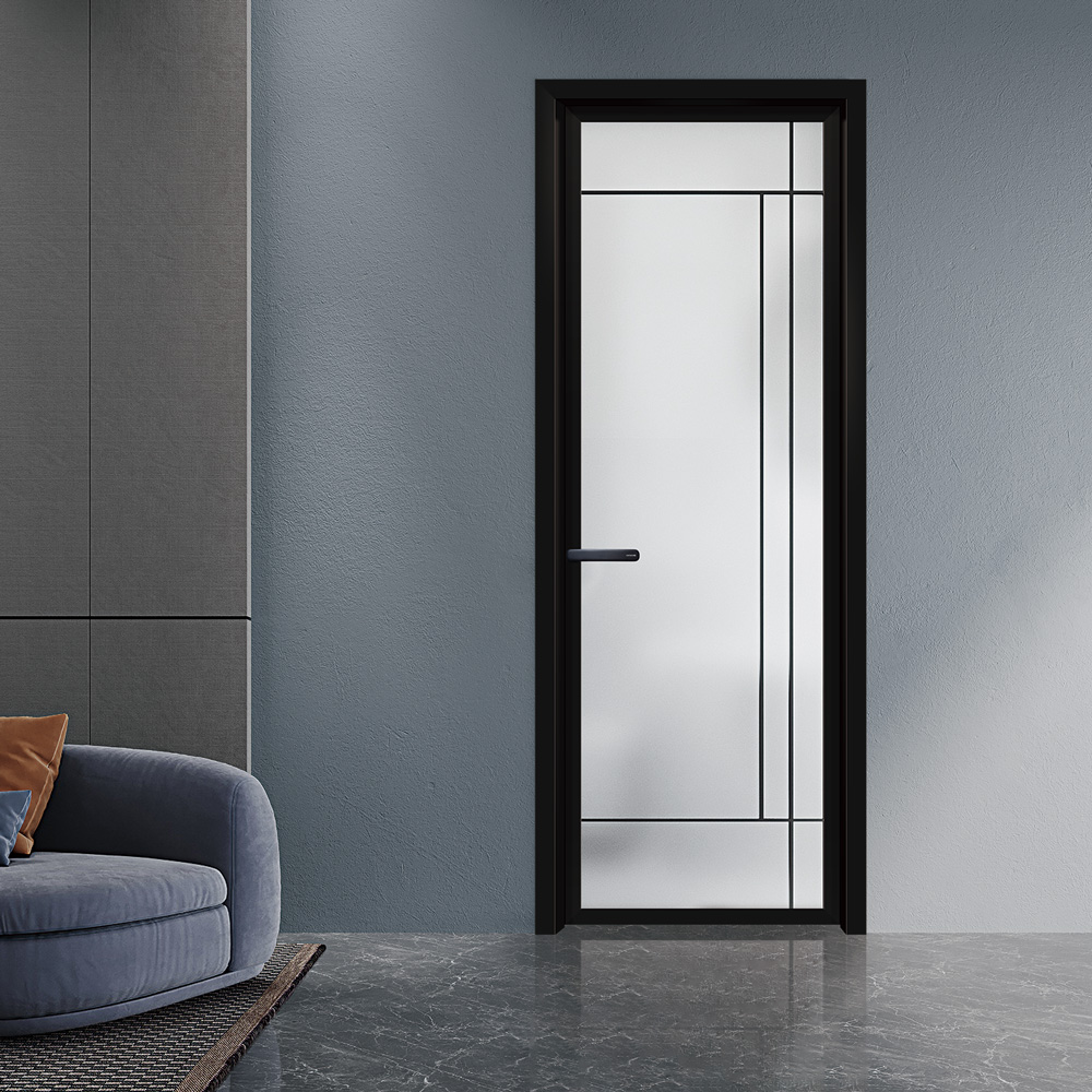 Aluminum Swing Casement Door for Interior Use Modern Design Manual Opening Narrow Frame for Bedroom Kitchen &amp; Bathroom