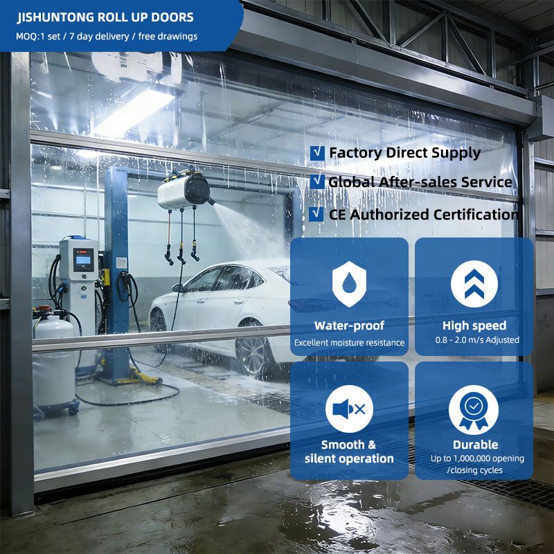 Automatic Waterproof High Speed PVC Fast Rolling Shutter Door with Transparent Curtain for Car Wash Direct From China Factory