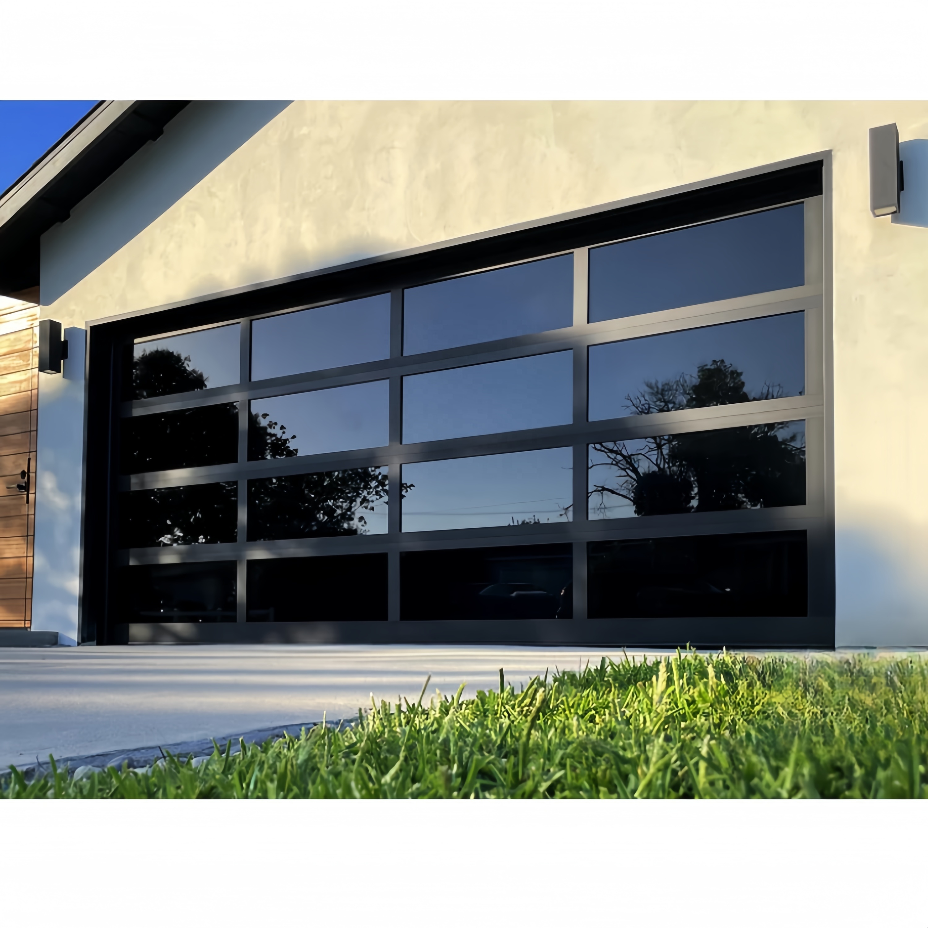 Customized Electric Modern clear Glass Garage Door with Motor Overhead Garage Door Aluminum Alloy Glass Garage Door for Sale