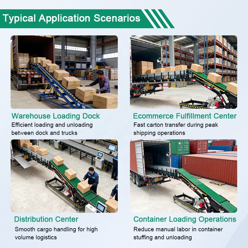 Material Handling Conveyor Line Warehouse Dock Equipment For Truck Cargo Loading System Conveyor Belt
