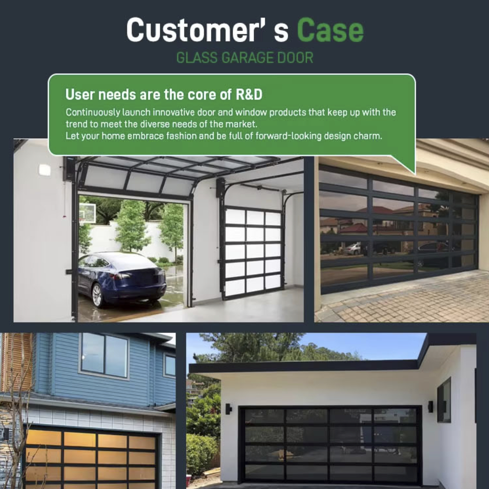 Modern Best Selling Segmented Sliding Aluminum Alloy Insulated Glass Garage Door Stainless Steel Frame Hongfa Brand 5-Year