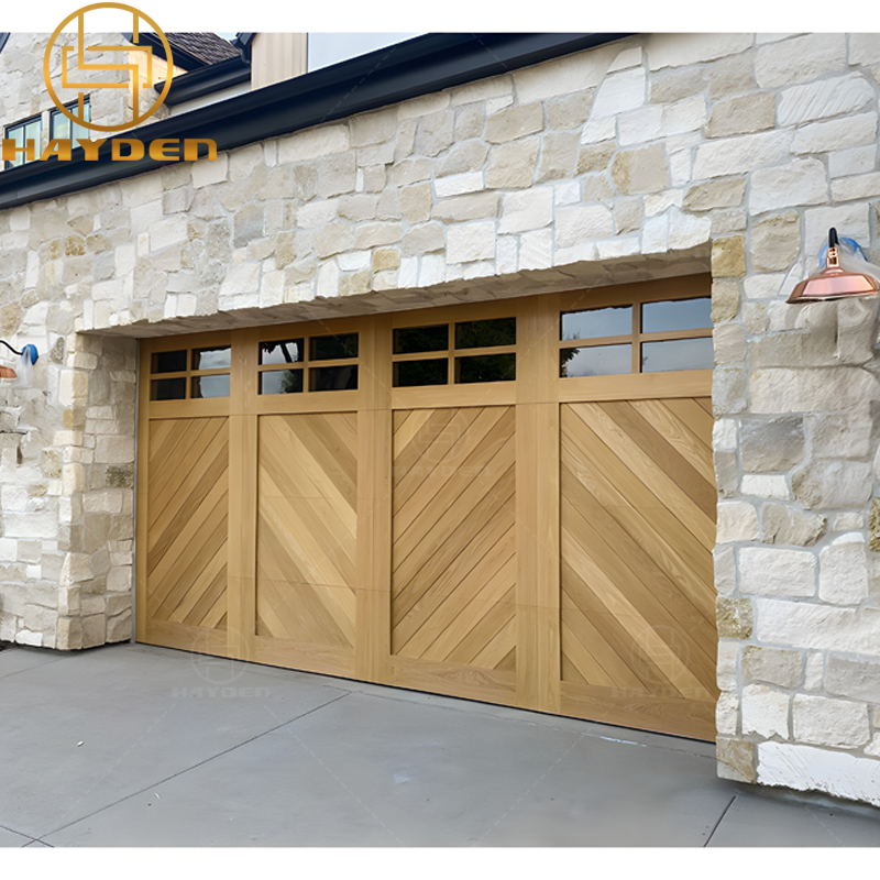 Customized Solution Traditional Electric Automatic Aluminum Solid Wood Overhead Garage Doors Thermal Insulation for Villa