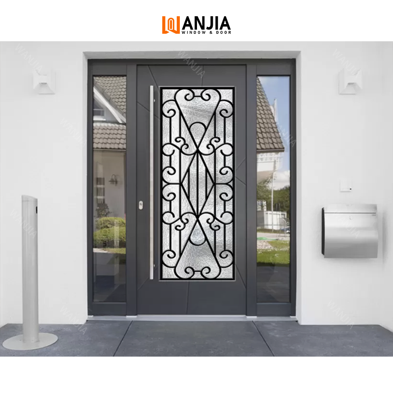 Wanjia Customized Stainless Steel Pivot Security Front Aluminum Main Entrance Metal Doors