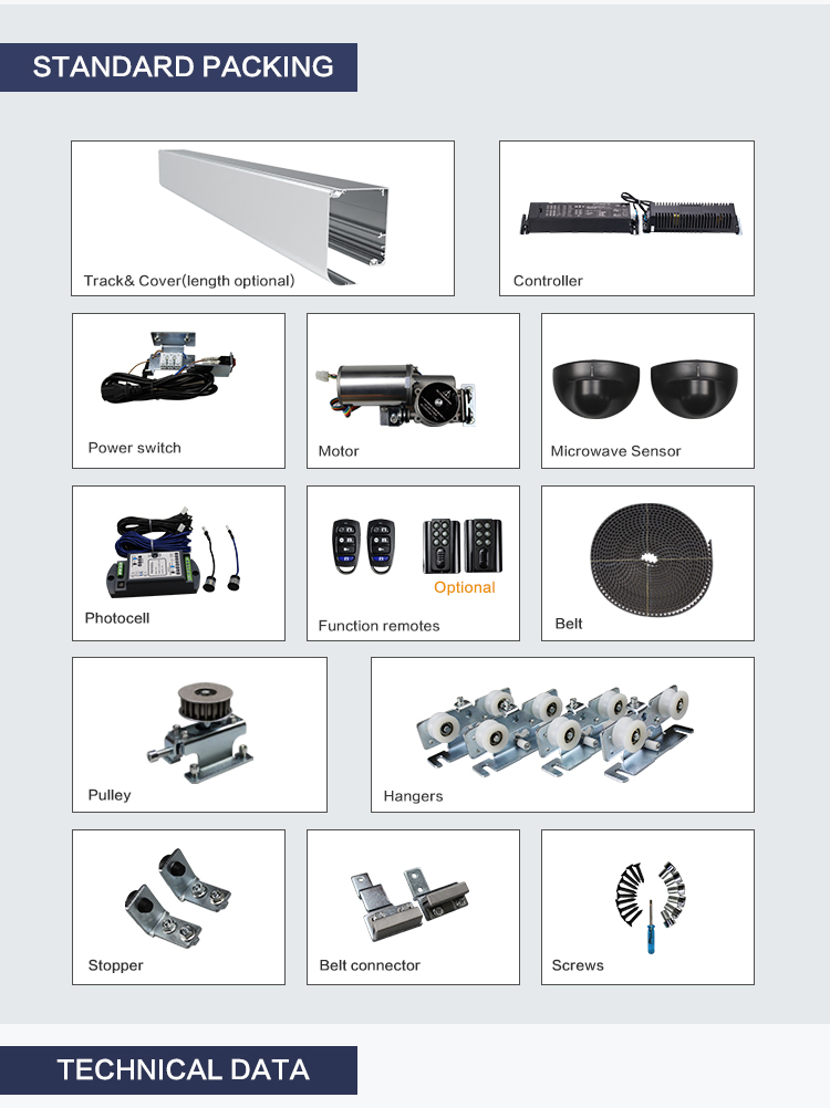 Turtech V50y 150kg Commercial Automatic Sliding Glass Door Automatic Sliding Door System