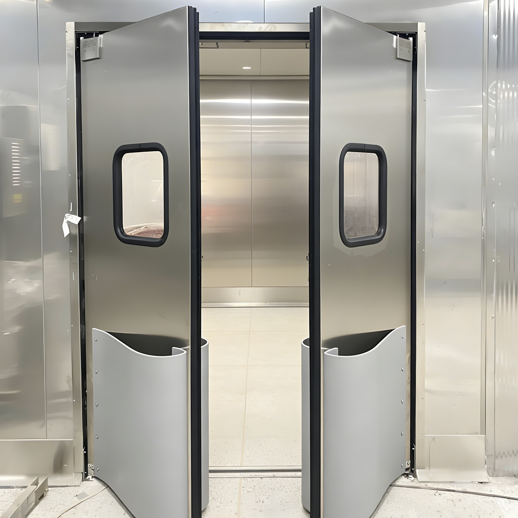 New Condition Stainless Steel Double Swing Traffic Door for Food Factory Use Free Anti-Collision Door for Cold Room Storage